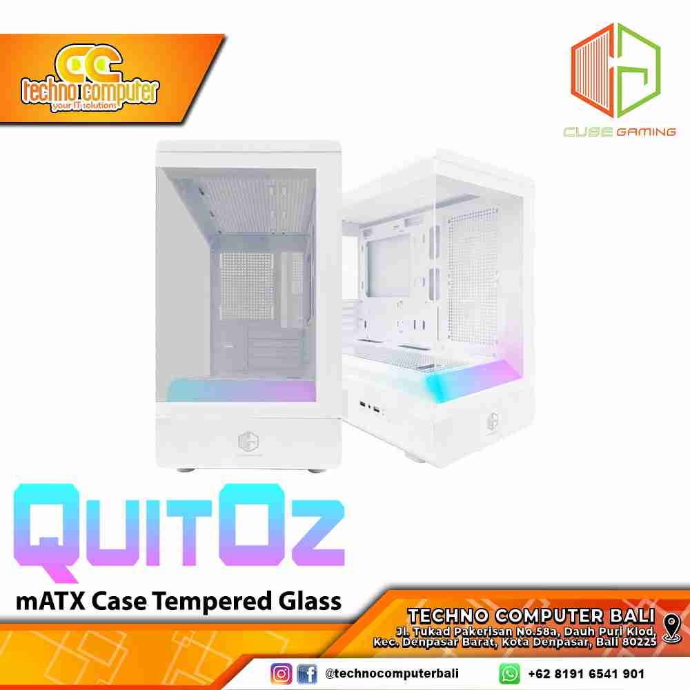 CASING CUBE GAMING QUITOZ White - Mid Tower mATX Case Tempered Glass