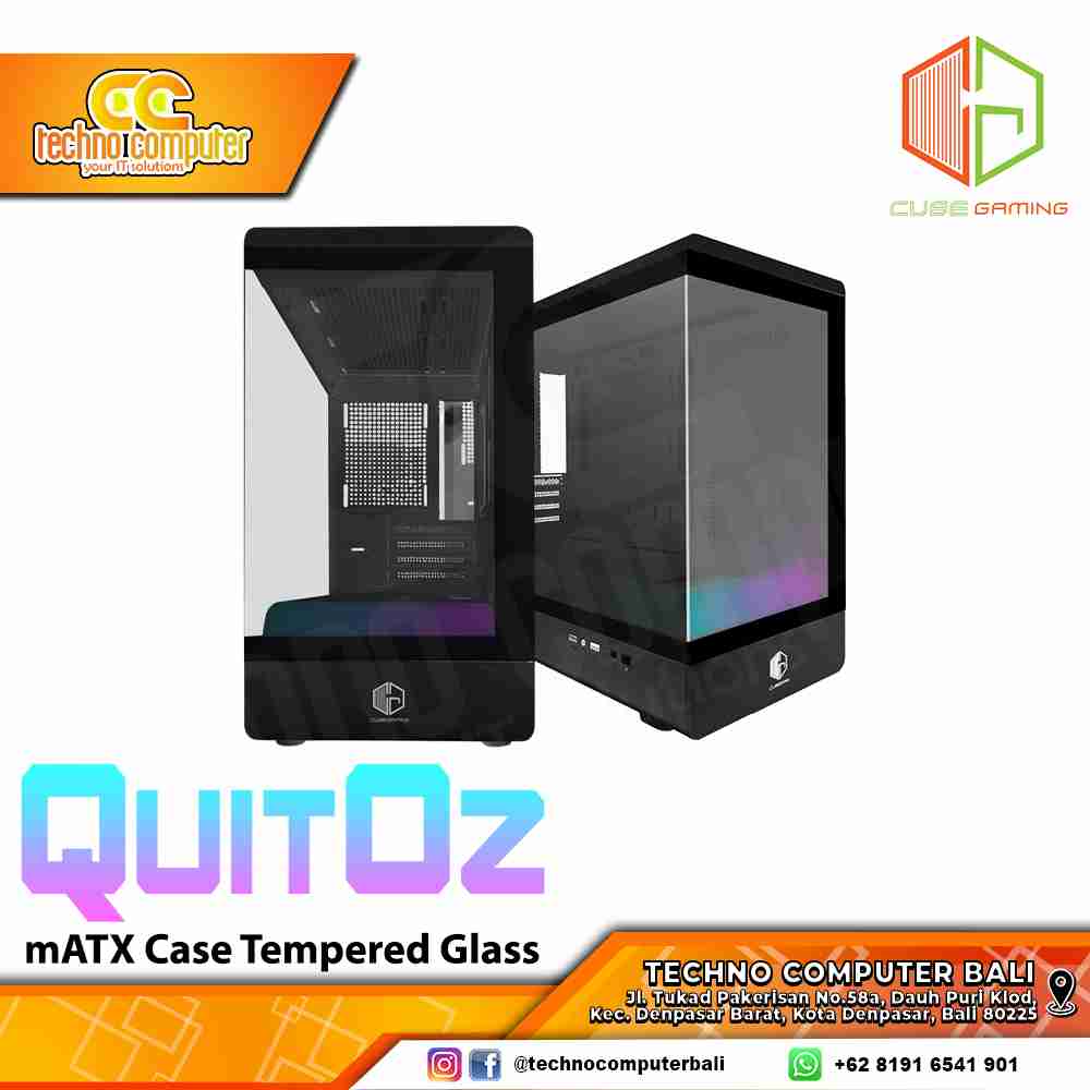 CASING CUBE GAMING QUITOZ Black - Mid Tower mATX Case Tempered Glass