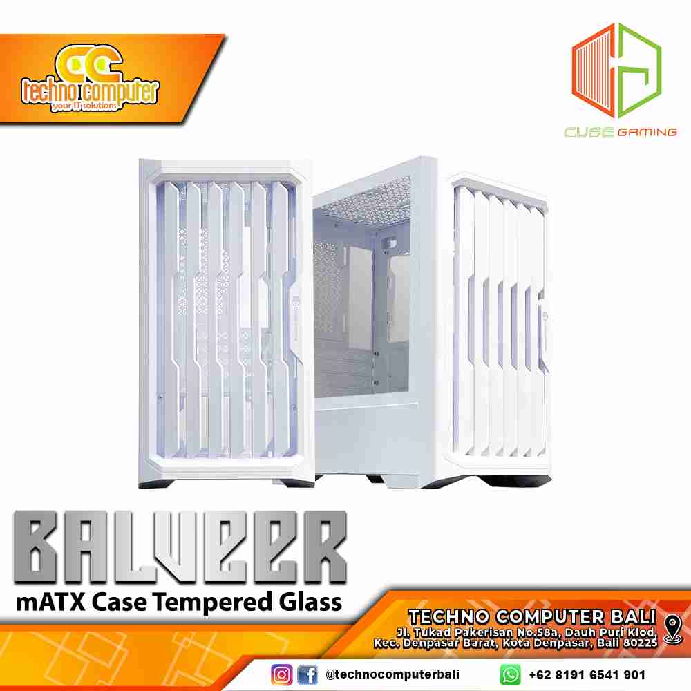 CASING CUBE GAMING BALVEER White - Mid Tower mATX Case Tempered Glass
