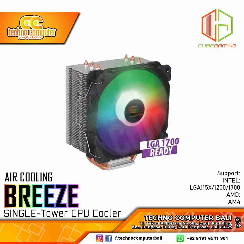 CUBE GAMING BREEZE SINGLE Black - CPU Cooler - 120mm Air Cooler
