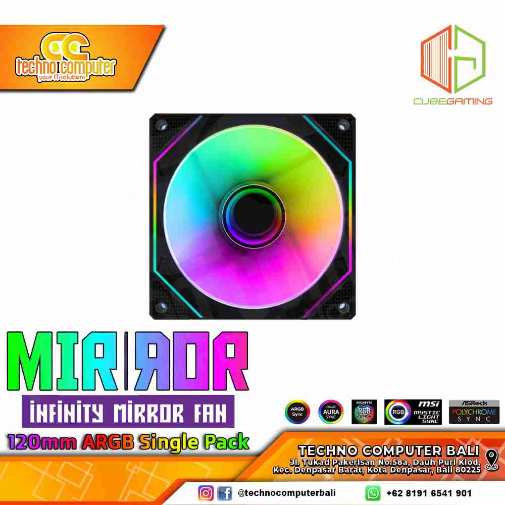 FAN CASING CUBE GAMING MIRROR Black - 120mm Single Pack ARGB Fan