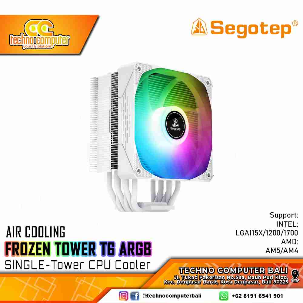 SEGOTEP FROZEN TOWER T6 ARGB White - CPU Cooler - 120mm Air Cooler
