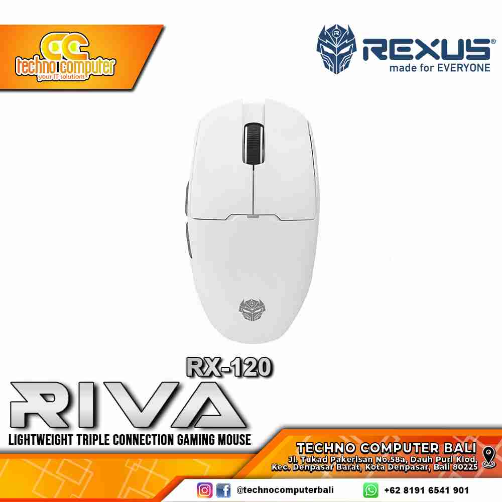REXUS RIVA / RX-120 Triple Connection PAW3311 White - Gaming Mouse Wireless