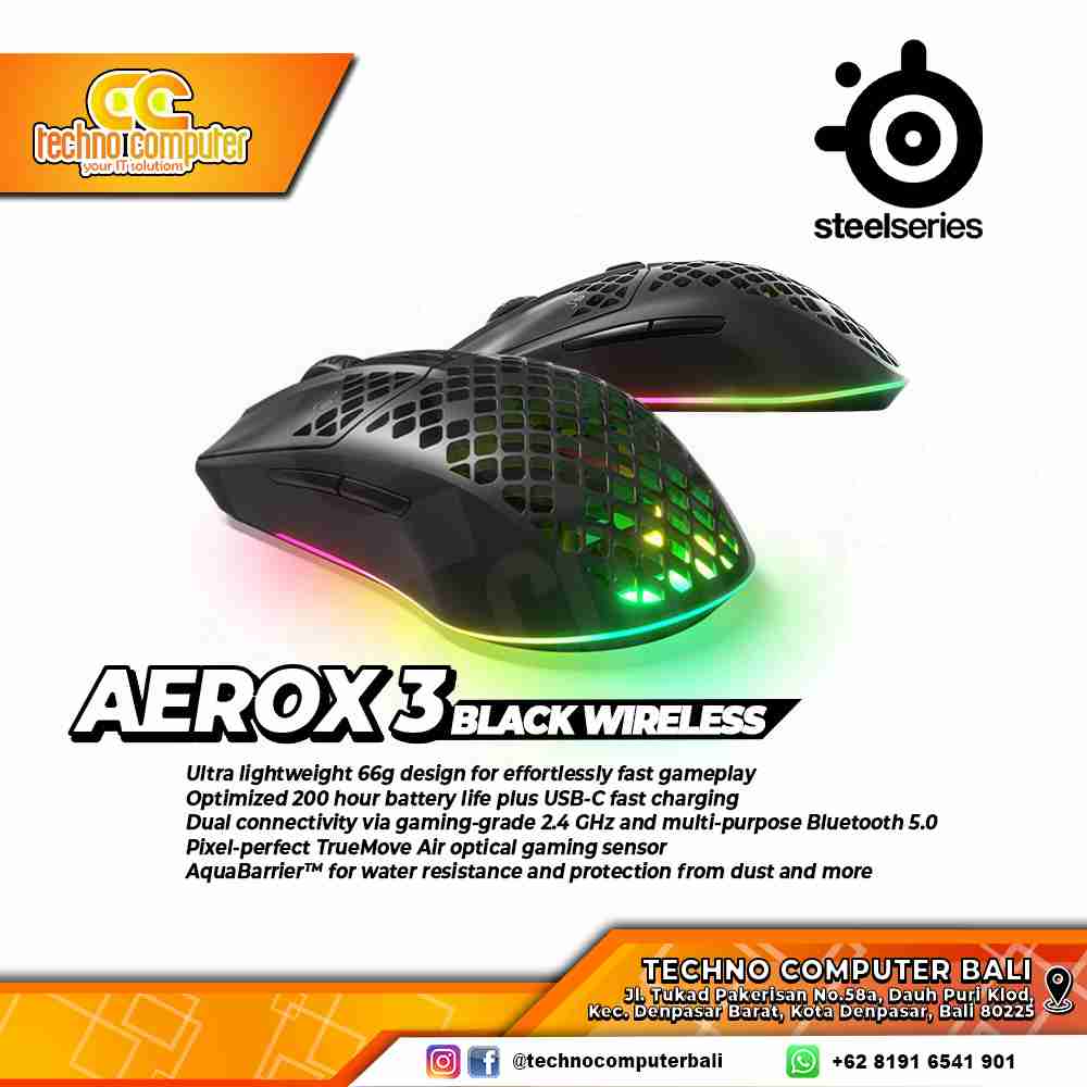 STEELSERIES AEROX 3 Wireless Black 2022 Edition - Gaming Mouse Wireless