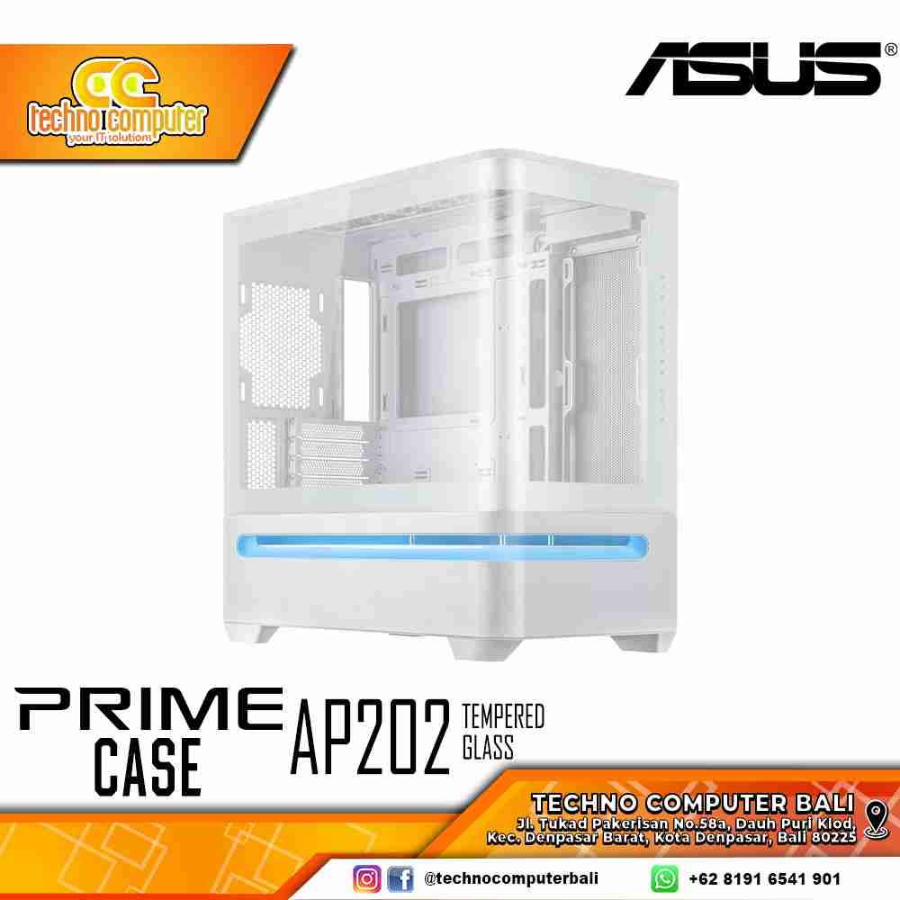 CASING ASUS PRIME AP202 TG White - Small Tower mATX Tempered Glass Case