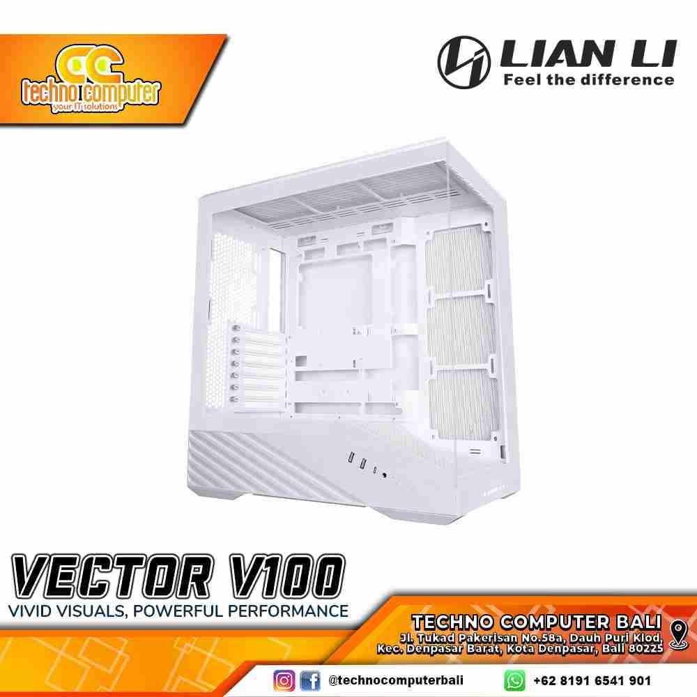 CASING LIAN LI VECTOR V100 White - Mid Tower ATX Case Tempered Glass