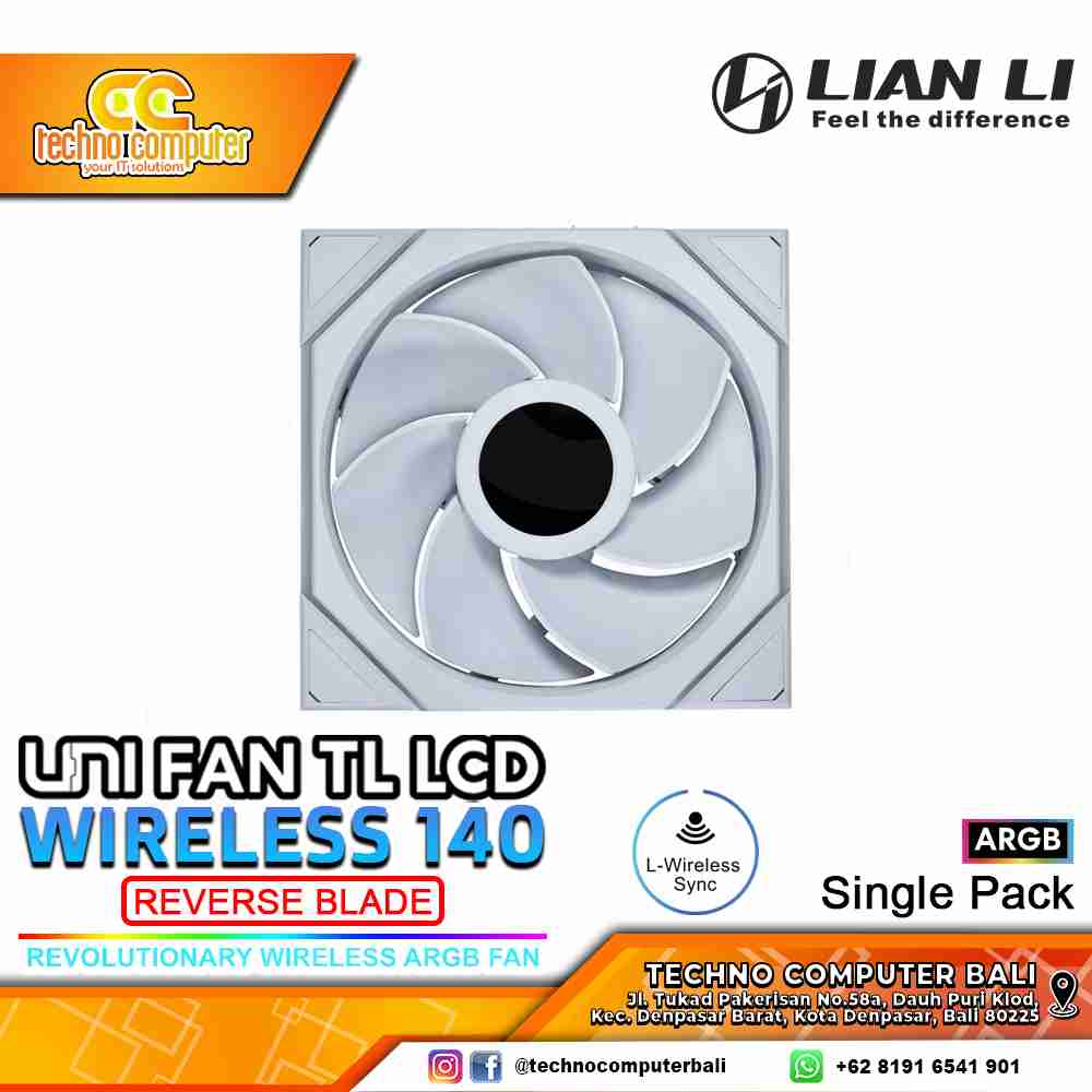 FAN CASING LIAN LI UNI FAN TL Wireless 140 REVERSE BLADE White - 140mm Single Pack ARGB Fan