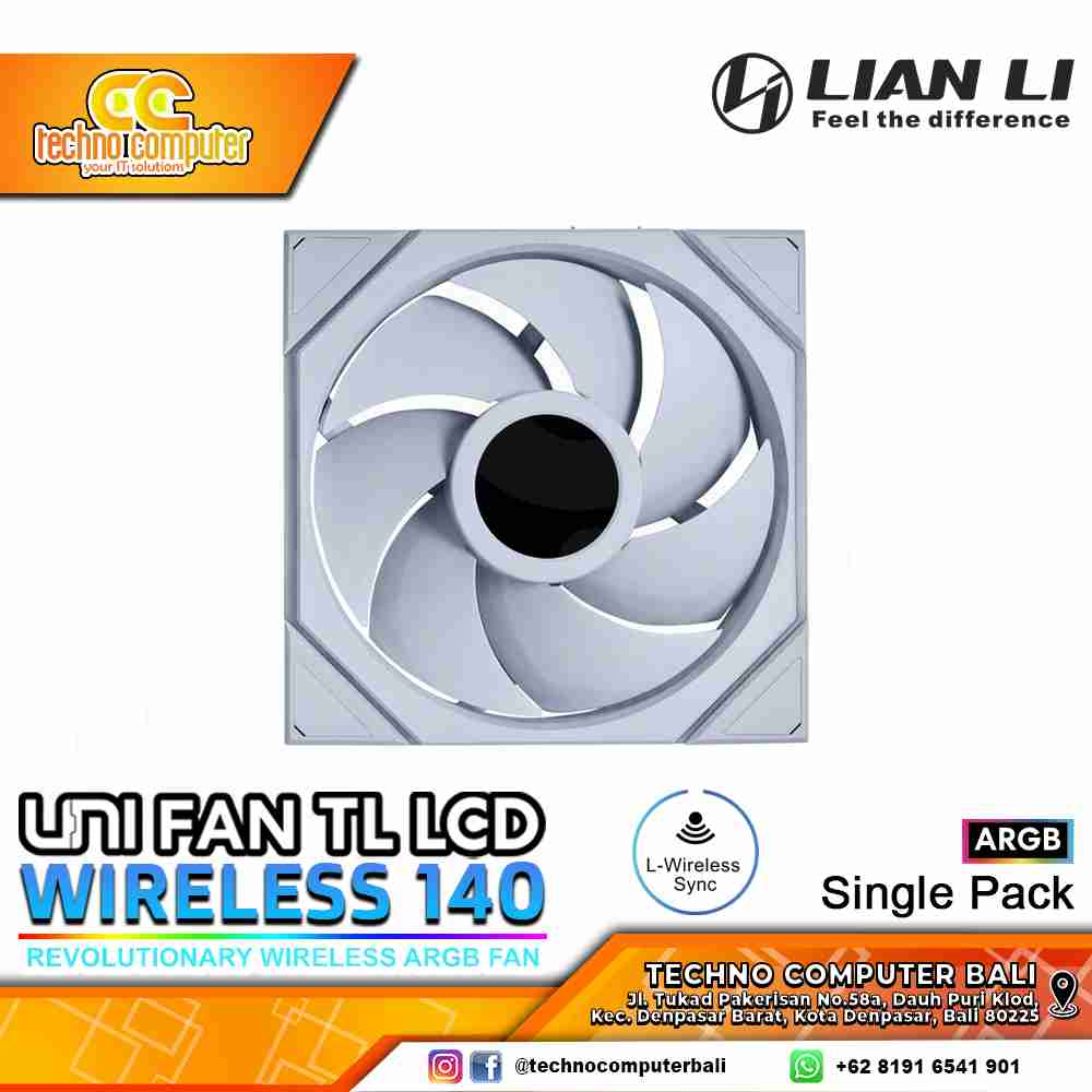 FAN CASING LIAN LI UNI FAN TL LCD Wireless 140 White - 140mm Single Pack ARGB Fan