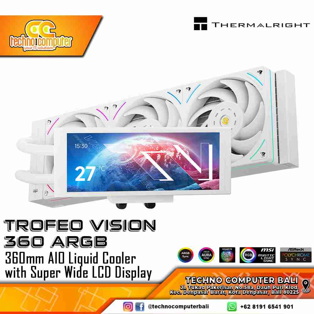 THERMALRIGHT TROFEO VISION 360 ARGB WHITE with LCD Display - CPU Cooler - 360mm AIO Liquid Cooler