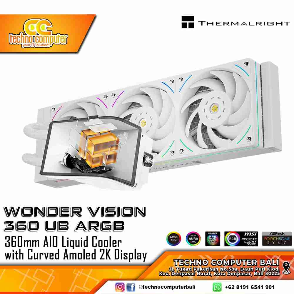 THERMALRIGHT WONDER VISION 360 UB ARGB WHITE with CURVED AMOLED Display - CPU Cooler - 360mm AIO Liq