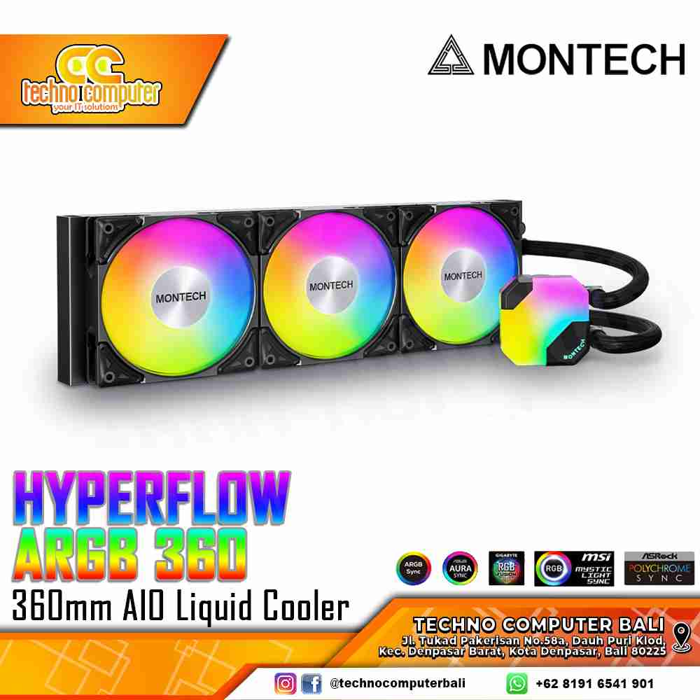 MONTECH HYPERFLOW ARGB 360 Black - CPU Cooler - 360mm AIO Liquid Cooler