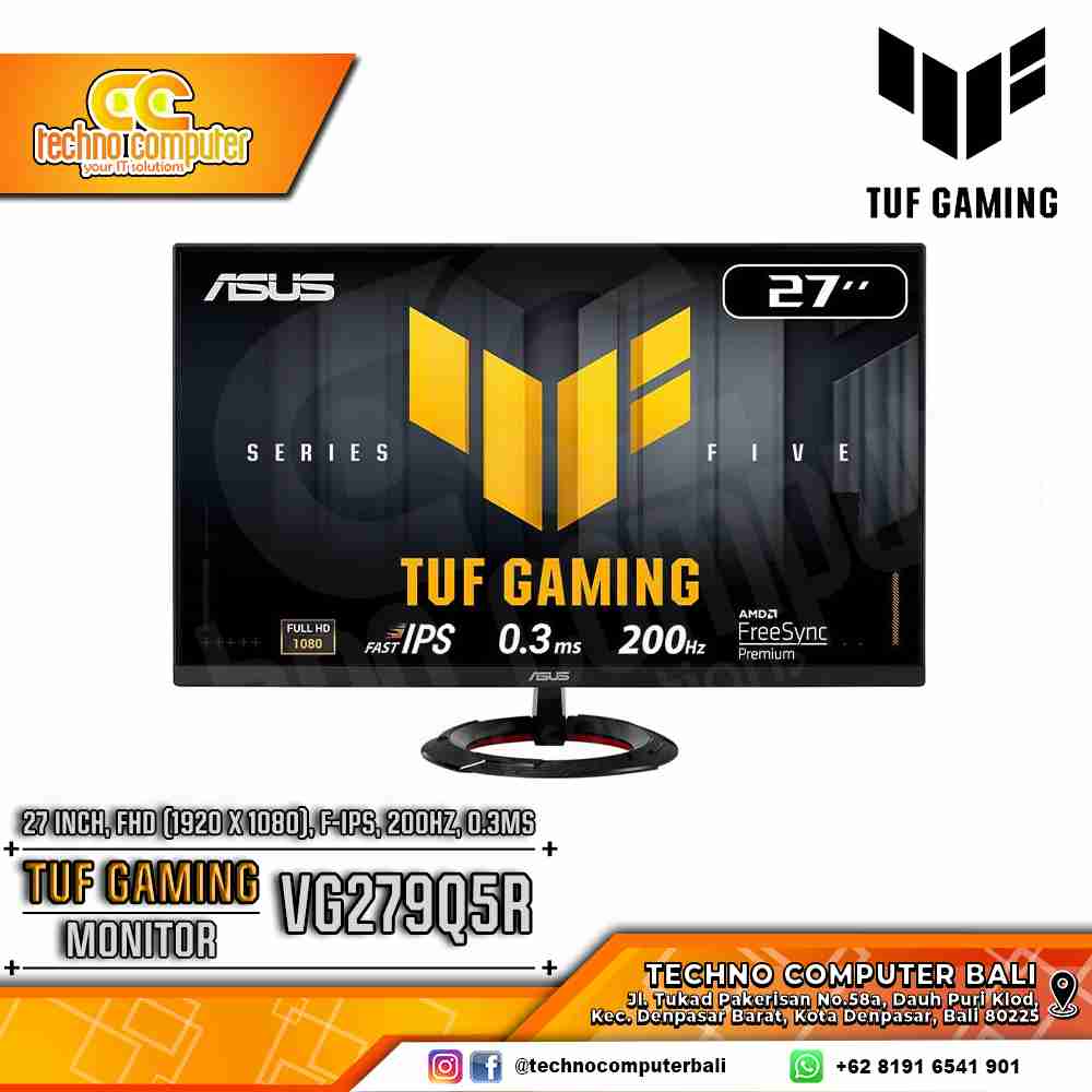 ASUS TUF GAMING VG279Q5R Gaming Monitor - 27 inch, FHD (1920 x 1080), Fast IPS, 200Hz, 0.3ms