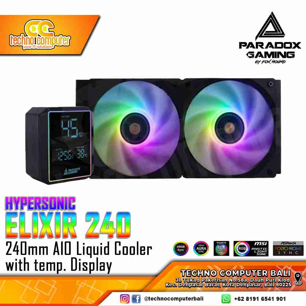 PARADOX GAMING HYPERSONIC ELIXIR 240 BLACK - CPU Cooler - 240mm AIO Liquid Cooler