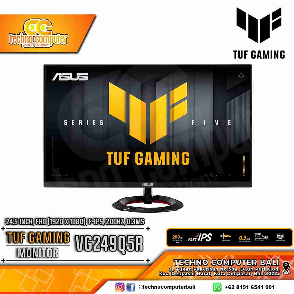 ASUS TUF GAMING VG249Q5R Gaming Monitor - 24 inch, FHD (1920 x 1080), Fast IPS, 200Hz, 0.3ms