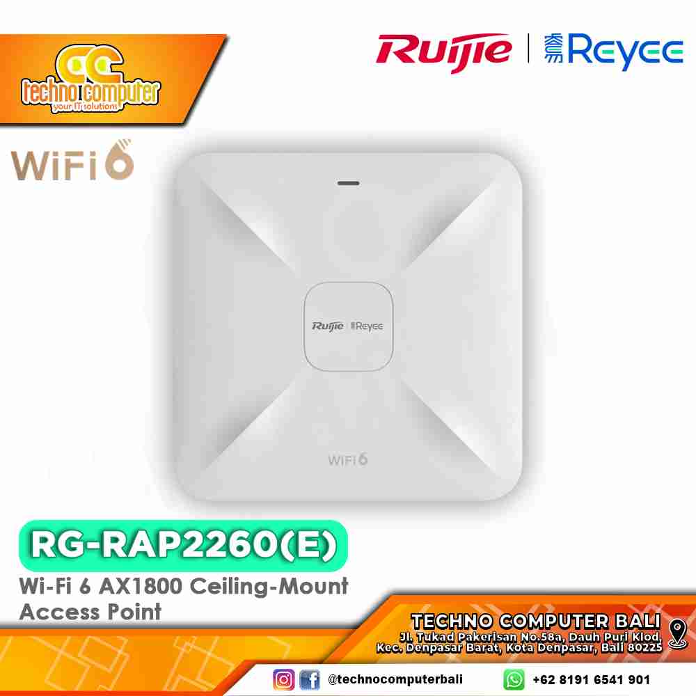 ACCESS POINT RUIJIE/REYEE RG-RAP2260(E) Wi-Fi 6 AX3200 Dual Band Gigabit Ceiling Mount Access Point