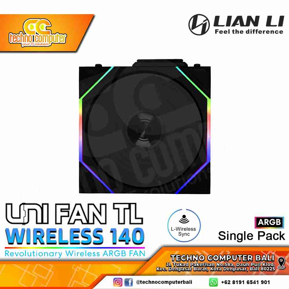 FAN CASING LIAN LI UNI FAN TL Wireless 140 Black - 140mm Single Pack ARGB Fan