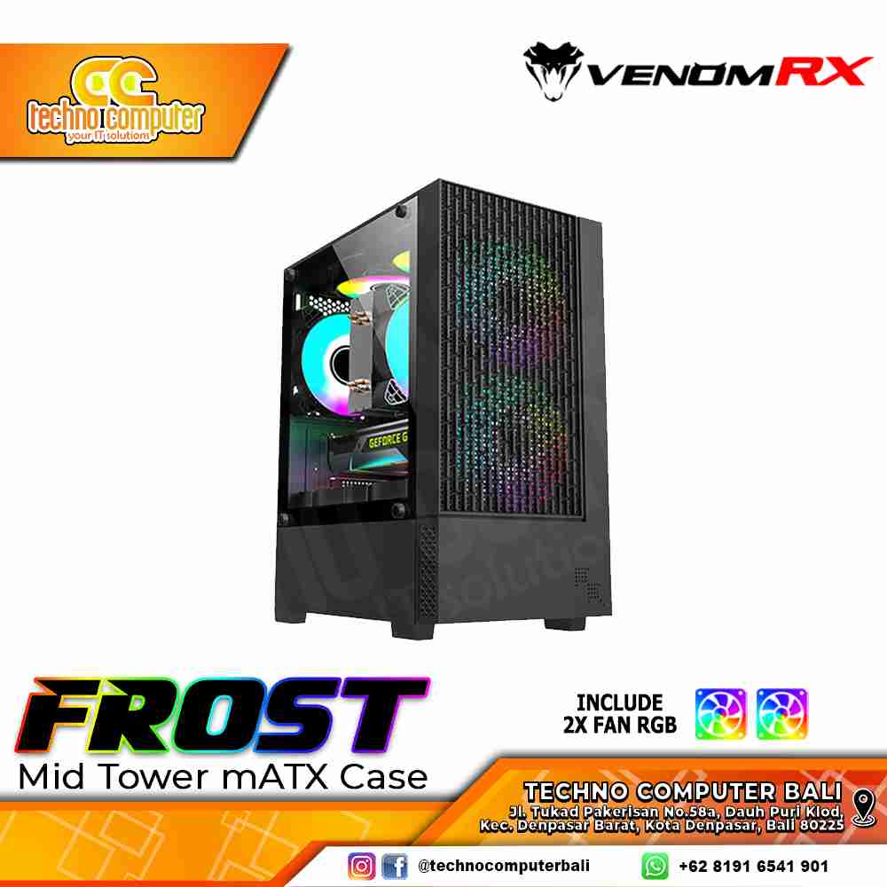 CASING VENOMRX FROST - Mid Tower mATX Case (Free 2x RGB Fix Fan)