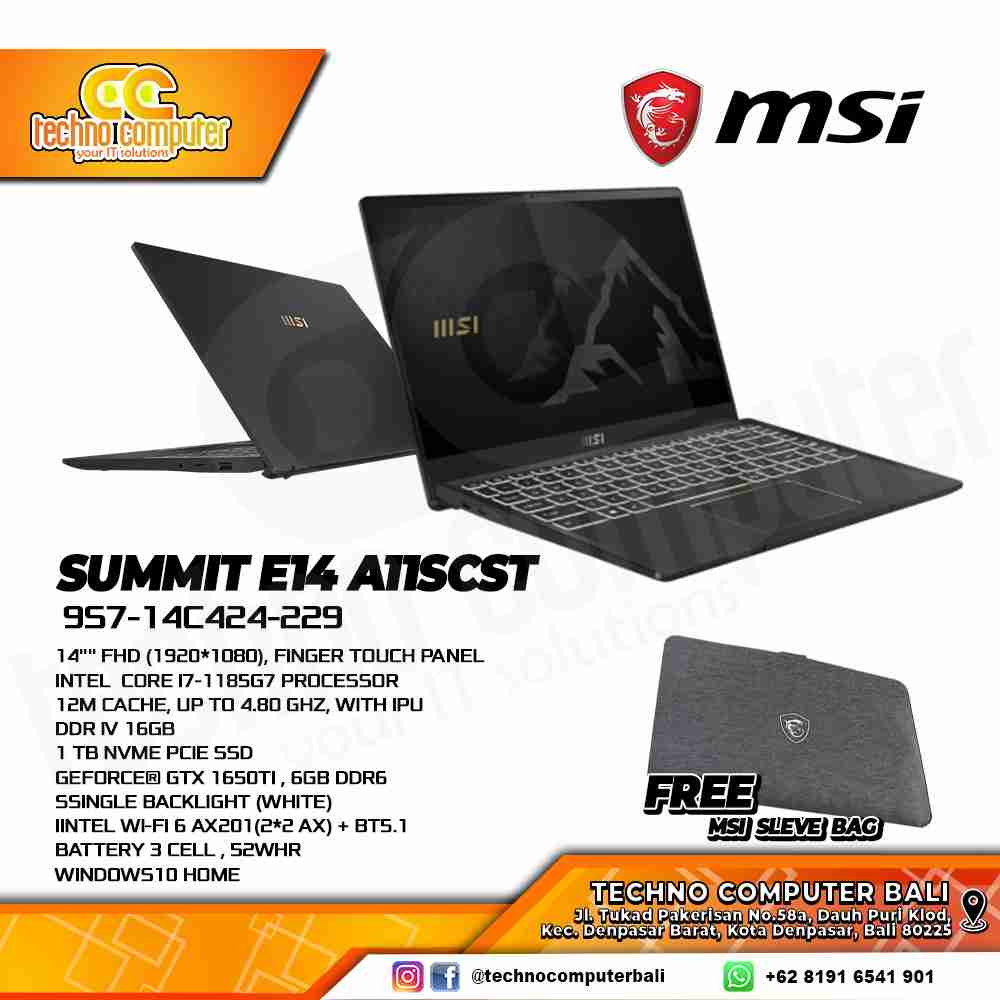 MSI Summit E14 A11SCST [9S7-14C424-229] i7-1185G7 16GB 1TB GTX1650Ti Win10