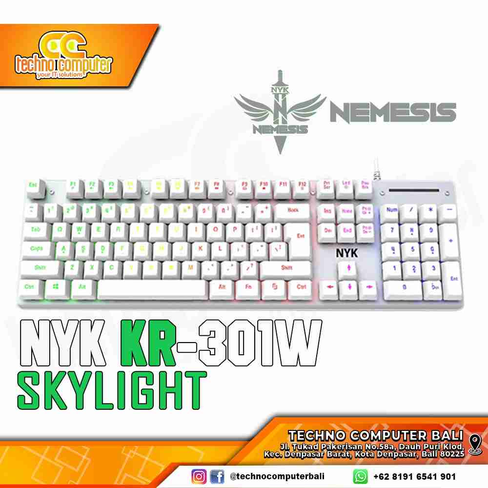 NYK Nemesis KR-301W Skylight White RGB - Gaming Keyboard