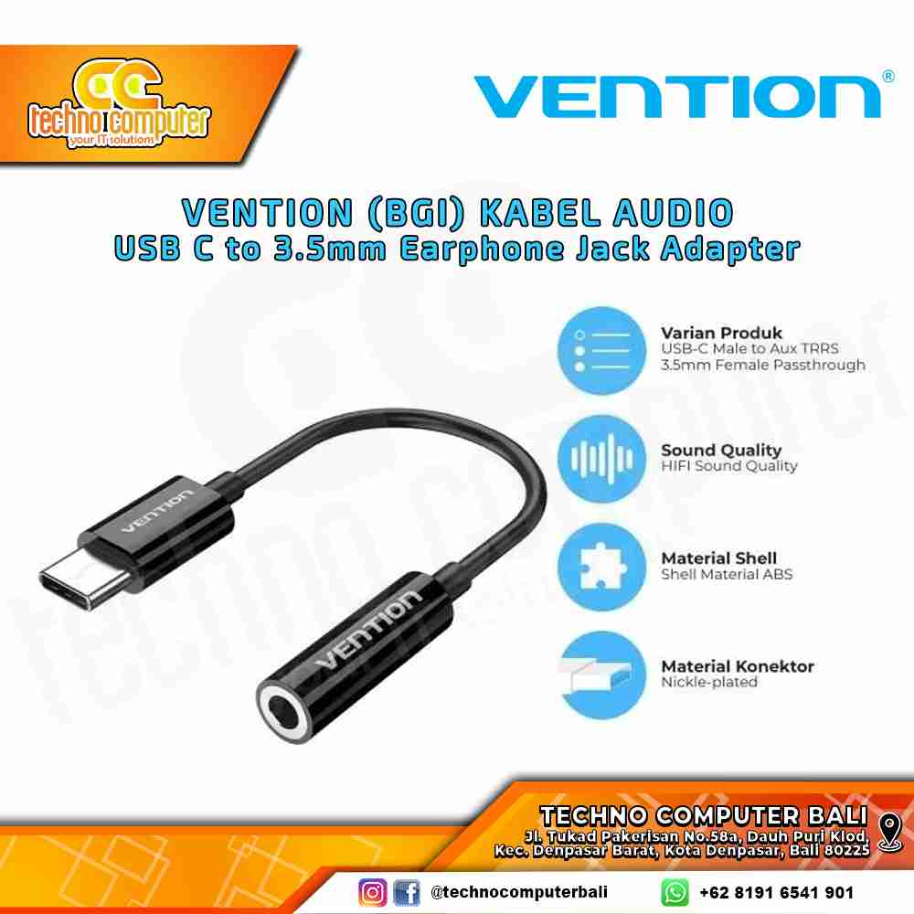 VENTION Type-C to 3.5mm Female Audio Adapter Converter - BGI 0.1M