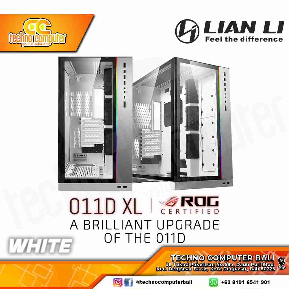 CASING LIAN LI PC-O11 DYNAMIC XL ROG CERTIFIED White - Full Tower E-ATX Case Tempered Glass