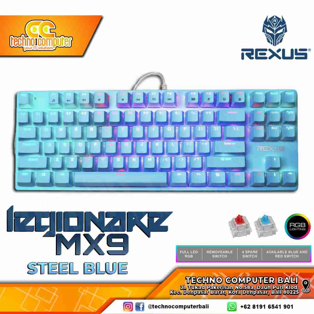 REXUS LEGIONARE MX9 TKL Blue - Mechanical Blue Switch - Gaming Keyboard