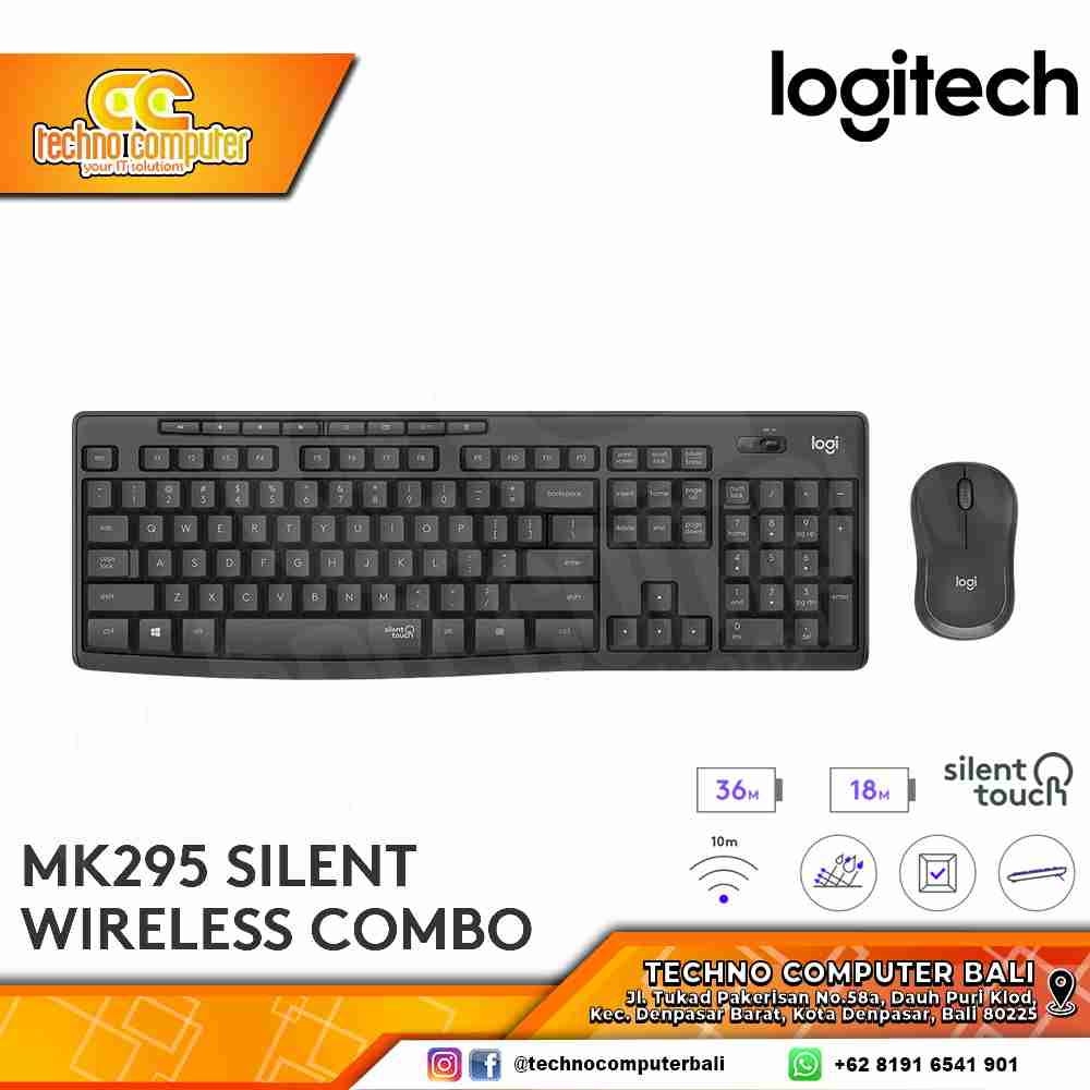 LOGITECH MK295 Silent Combo Wireless - Office Keyboard & Mouse Wireless