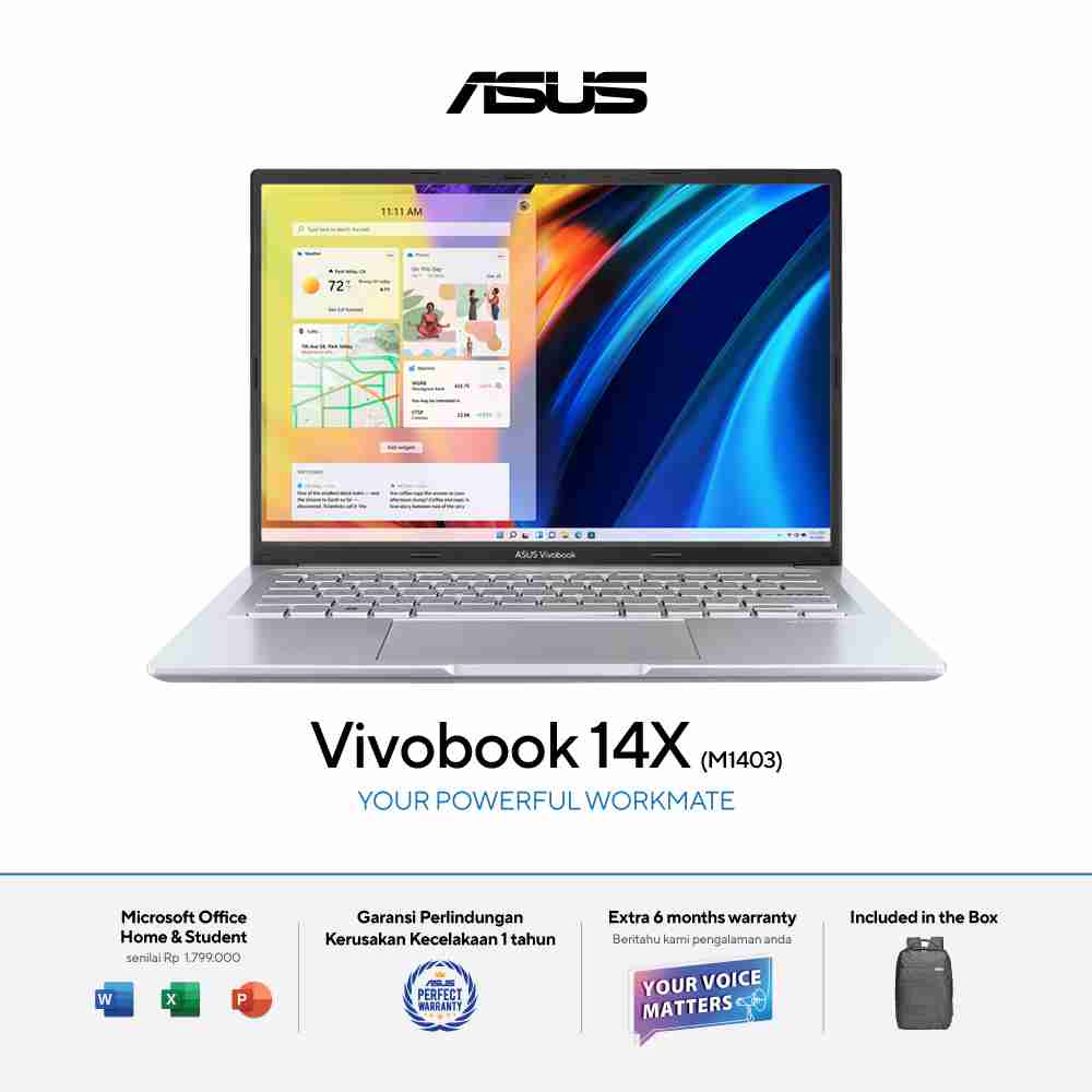 ASUS VivoBook 14X [M1403QA-VIPS552] AMD Ryzen 5 5600H/RAM 8GB/SSD 512GB/W11 Home + OHS 2021