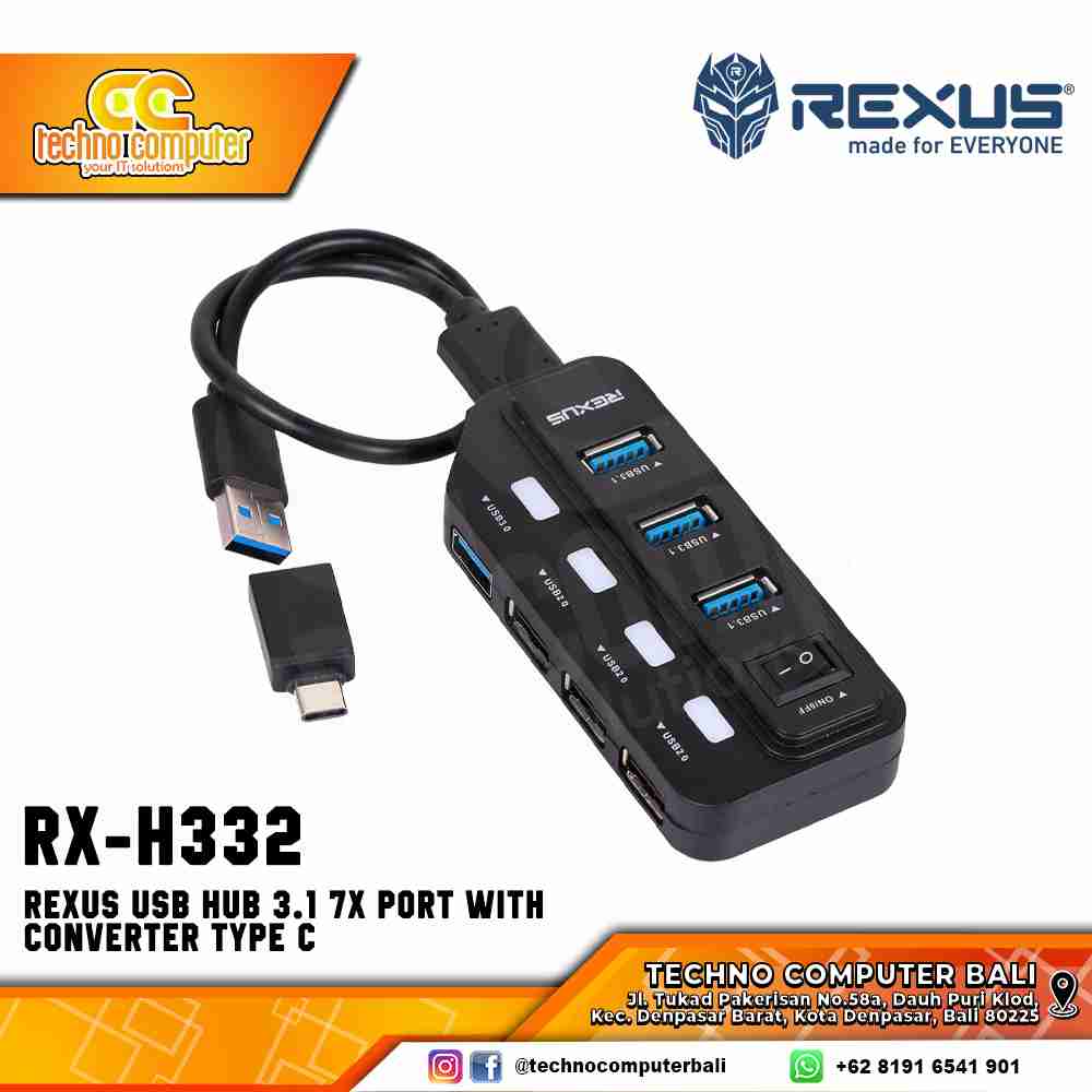 REXUS RXH-332 USB HUB v3.0 + v2.0 7x Port